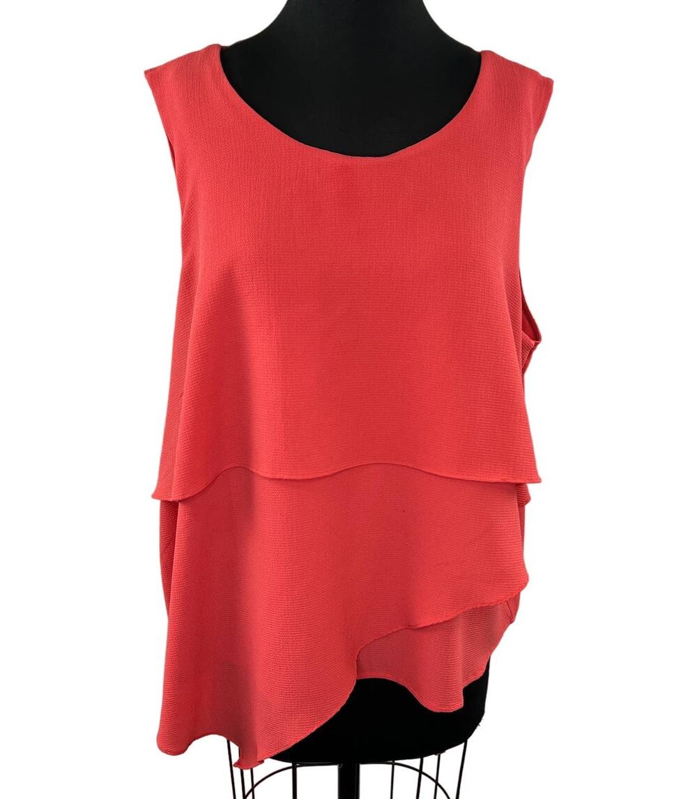 Soft Surroundings Orange Knit Asymmetric Layered Tank Sleeveless Blouse Plus 2X